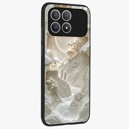 Celestial Origami Glass Case upright view showcasing creative origami artwork with modern celestial style.