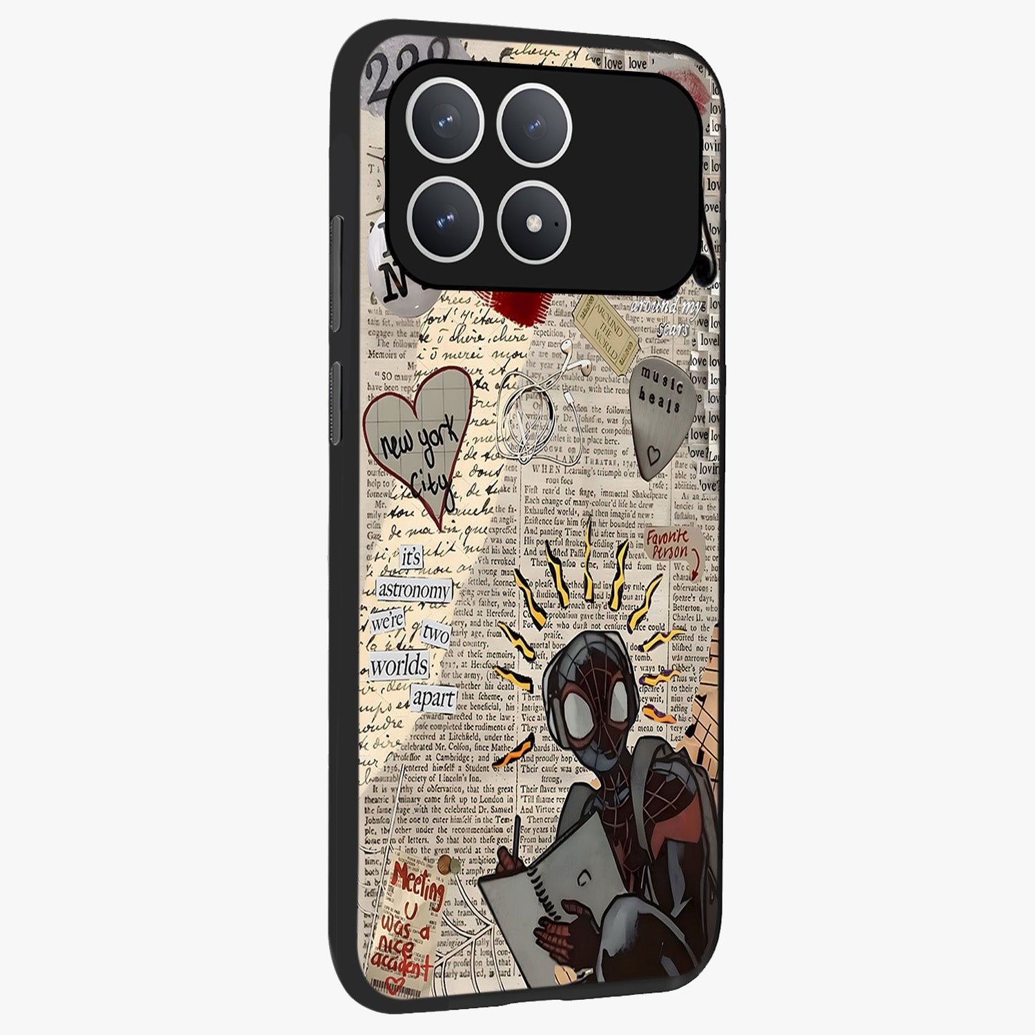City Dream Sketch Glass Case upright view showcasing urban skyline artwork with stylish hand drawn design.