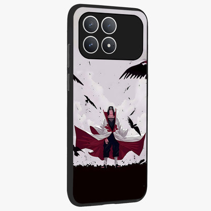 Crimson Crow Ascension Glass Case upright view showcasing dramatic crow artwork with bold gothic theme.