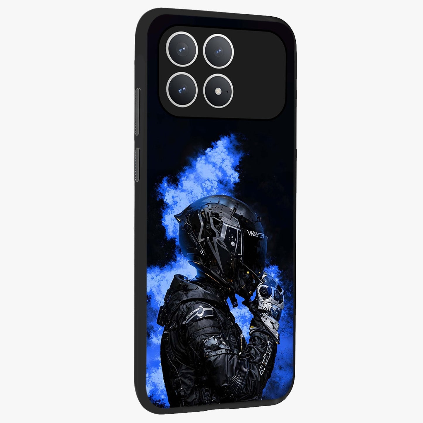 Cyber Sentinel Protocol Glass Case upright view showcasing advanced cyber sentinel artwork with futuristic tech theme.