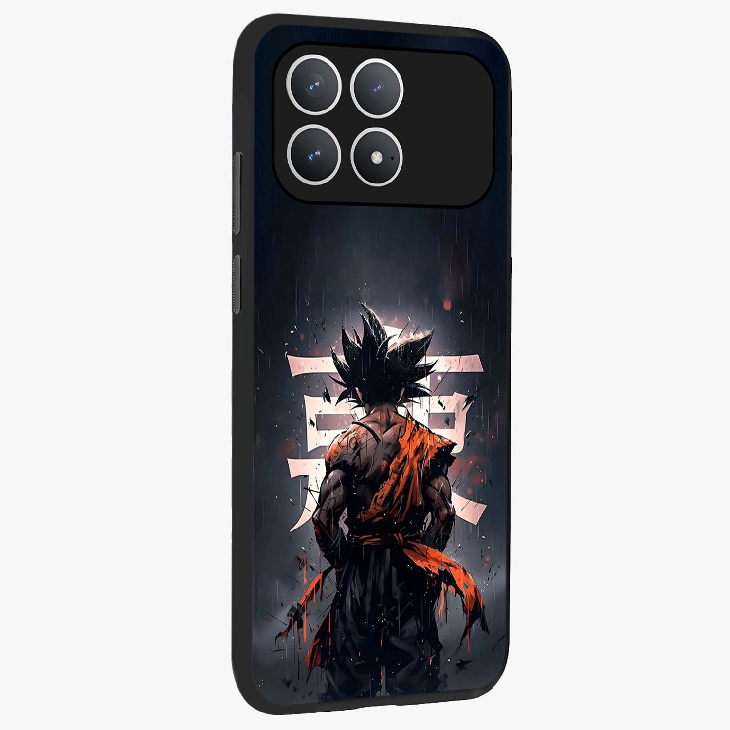 Dark Warrior In Rain Glass Case upright view showcasing powerful rainy battle scene with intense cinematic style.