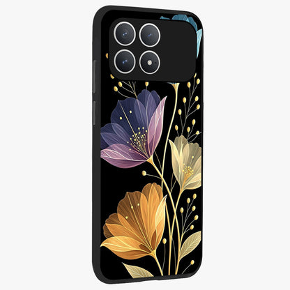 Delicate Multicolor Flowers Glass Case upright view showcasing delicate floral artwork with bright botanical theme.