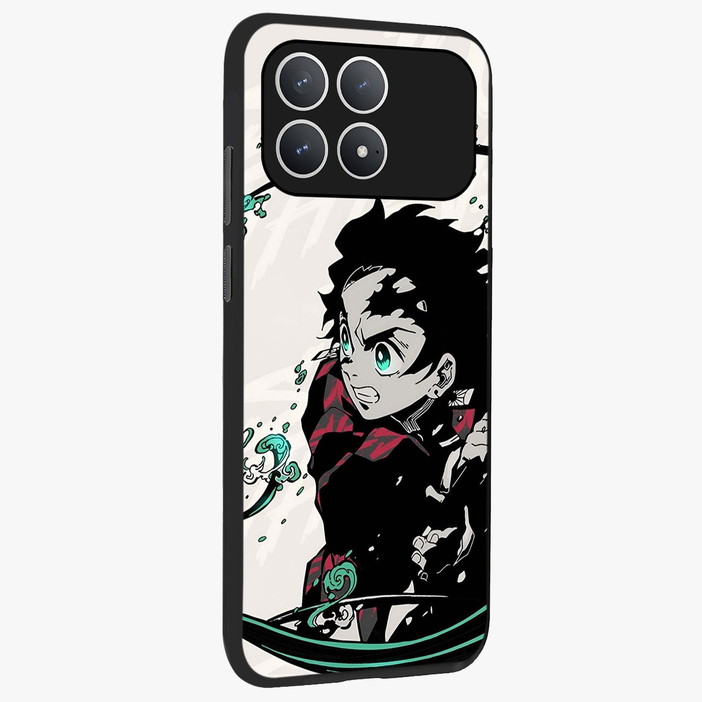 Demon Slayer Glass Case upright view showcasing powerful anime artwork with intense warrior theme.