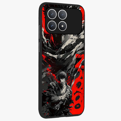 Demon Sword Resolve Glass Case upright view showcasing dramatic warrior artwork with intense battle theme.