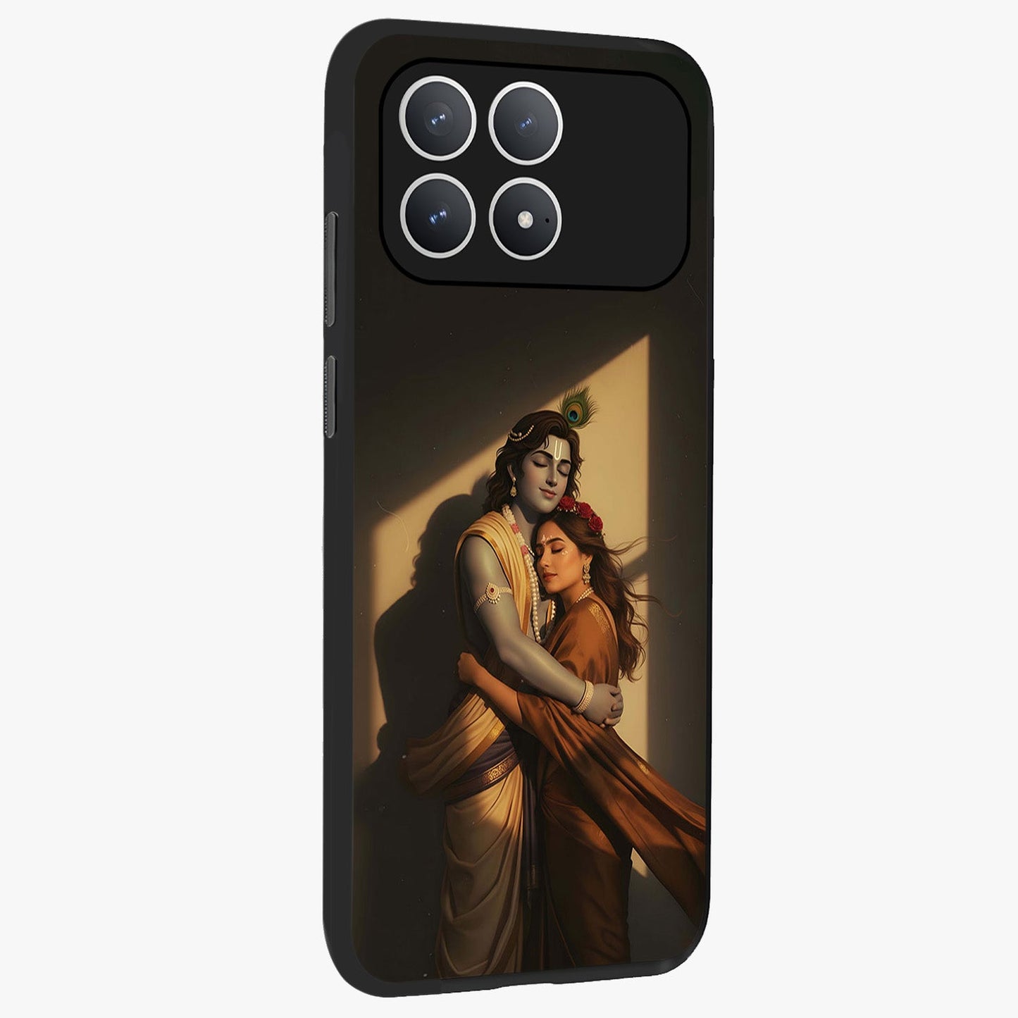 Divine Eternal Love Glass Case upright view showcasing graceful spiritual artwork with eternal love theme.