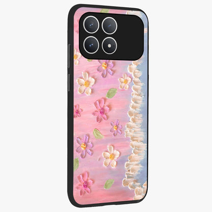 Dreamy Painted Garden Glass Case upright view showcasing vibrant floral garden artwork with artistic nature theme.