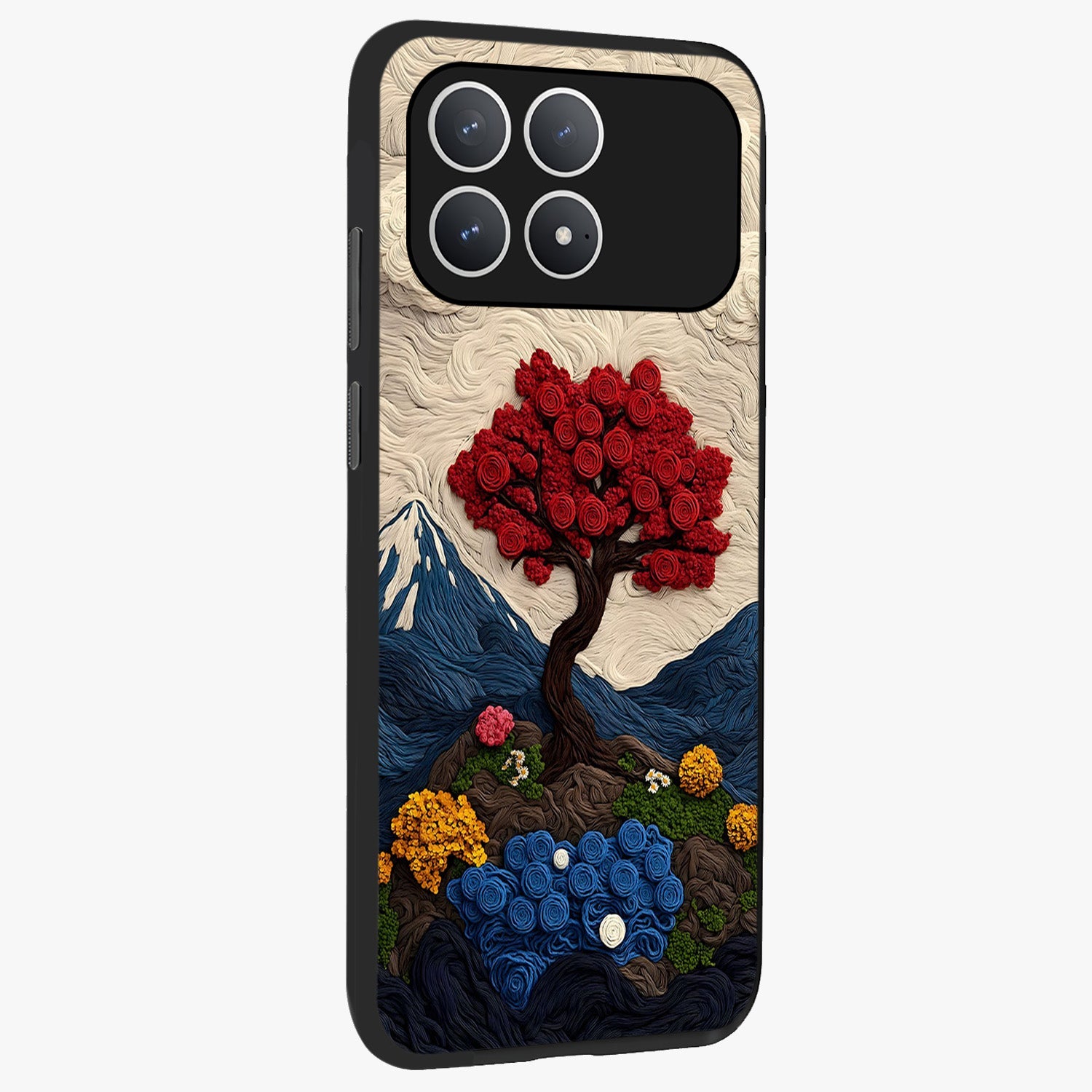 Eternal Nature Tapestry Glass Case upright view showcasing elegant nature tapestry design with decorative style.