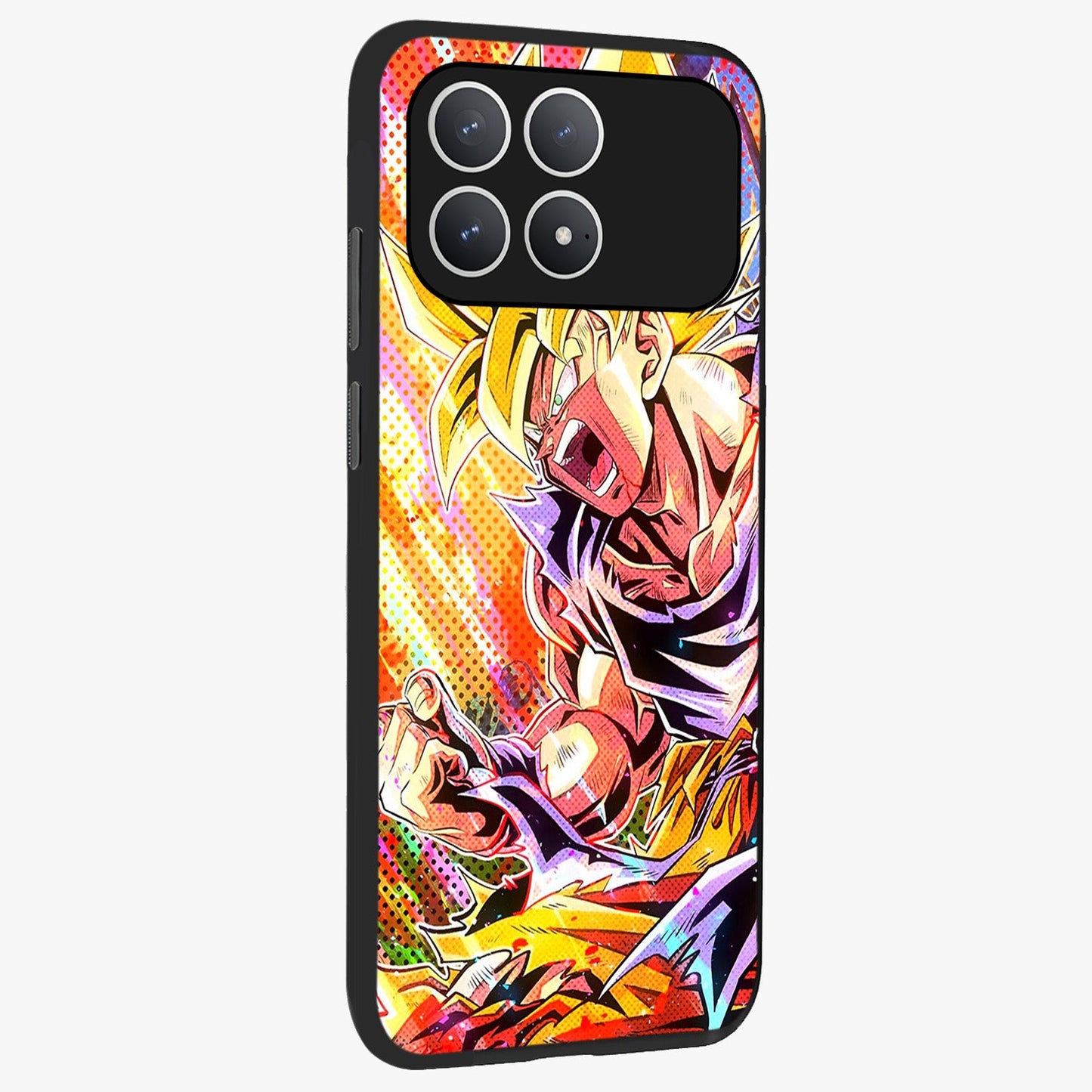 Firing Goku Glass Case upright view showcasing energetic anime artwork with bold warrior theme.