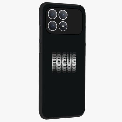 Focus Mode On Glass Case upright view showcasing strong typography statement with sleek motivational theme.