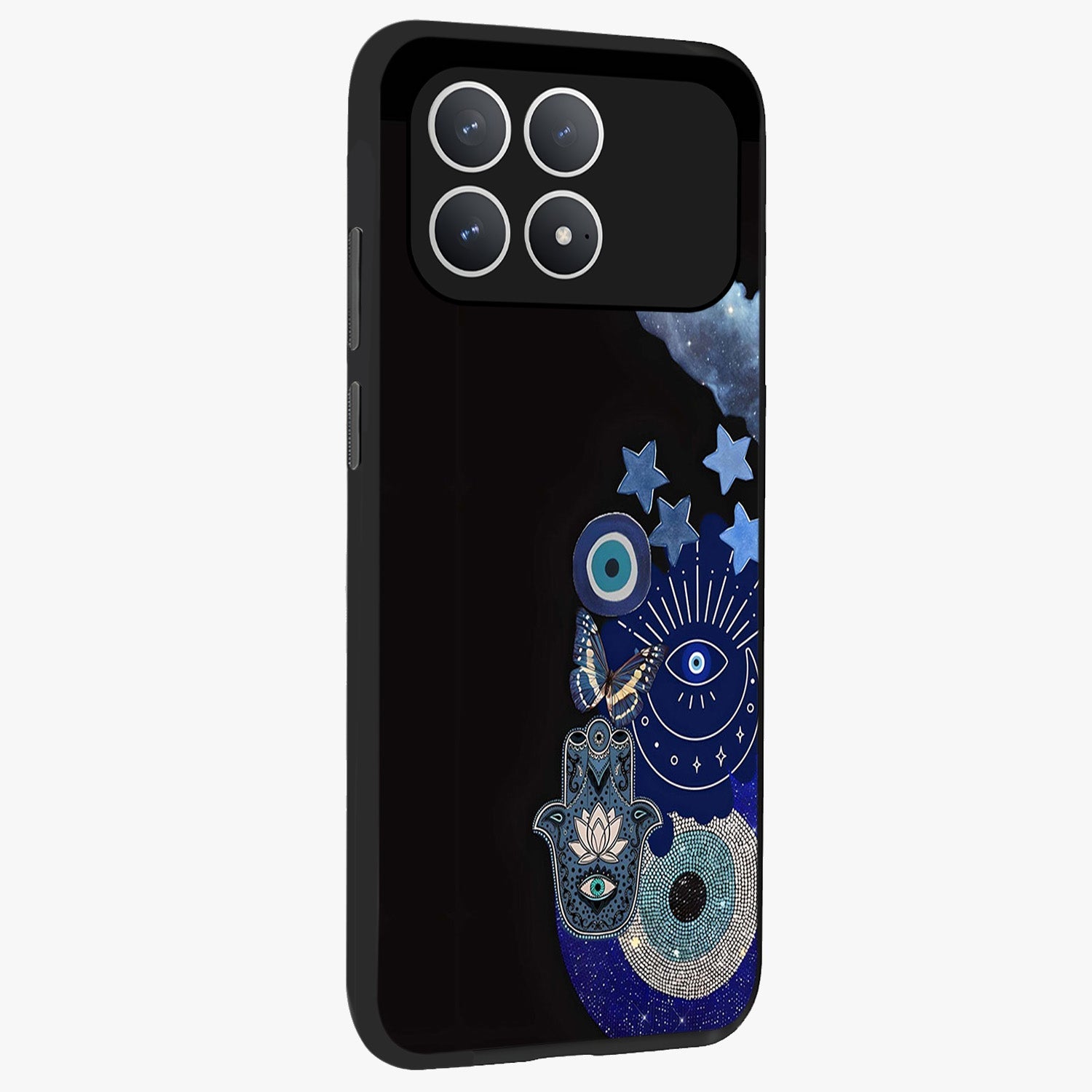 Galactic Charm Cluster Glass Case upright view showcasing glowing cosmic charm artwork with magical celestial style.
