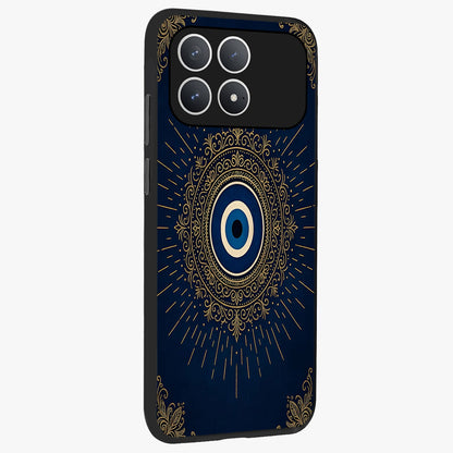 Golden Celestial Charm Glass Case upright view showcasing radiant celestial artwork with elegant golden theme.