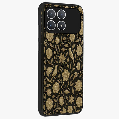 Golden Evil Eye Mandala Glass Case upright view showcasing decorative evil eye mandala artwork with spiritual aesthetic style.