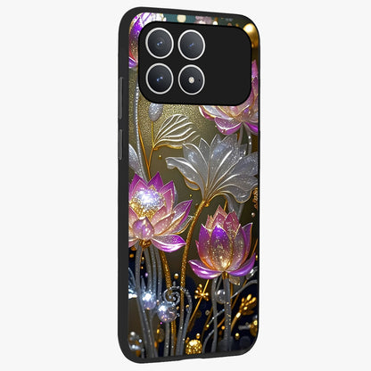 Golden Floral Majesty Glass Case upright view showcasing majestic floral artwork with rich decorative theme.