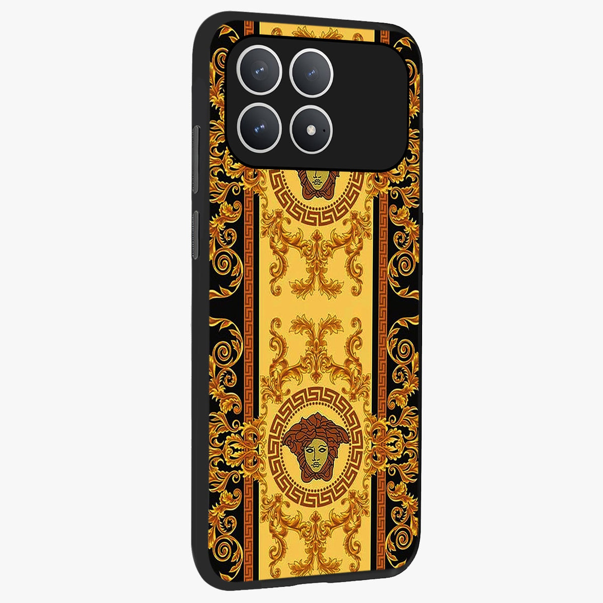 Golden Lotus Glow Glass Case upright view showcasing luminous lotus artwork with peaceful divine theme.