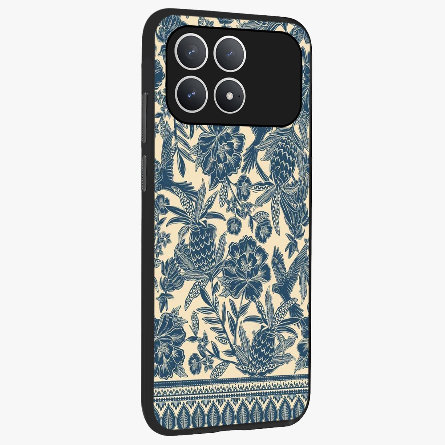 Heirloom Wild Bloom Glass Case upright view showcasing delicate wildflower artwork with timeless floral theme.