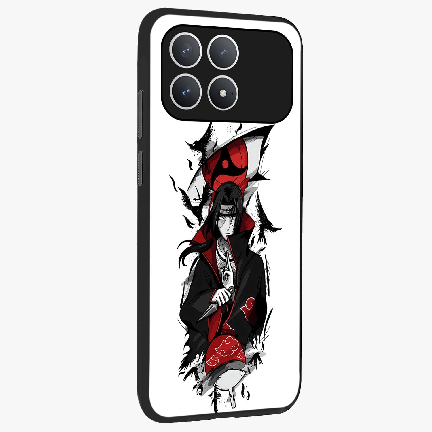 Itachi Limited Edition Naruto Anime Glass Case upright view showcasing intense anime artwork with powerful character theme.