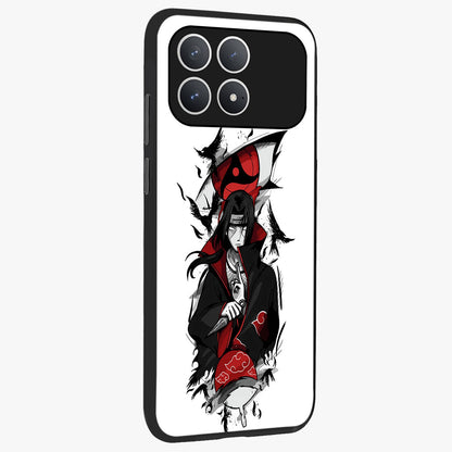Itachi Limited Edition Naruto Anime Glass Case upright view showcasing intense anime artwork with powerful character theme.