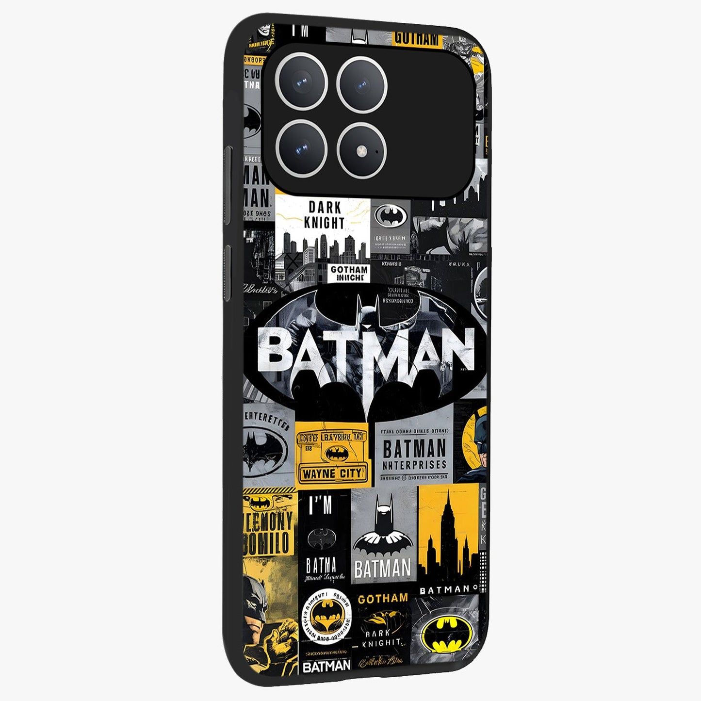 Knight Gotham Rise Glass Case upright view showcasing bold vigilante themed artwork with gothic city vibe.