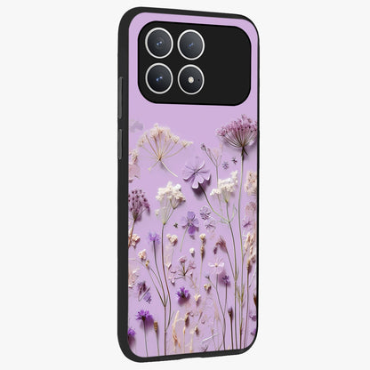 Lavender Blossom Dream Glass Case upright view showcasing delicate lavender blossom artwork with peaceful floral theme.