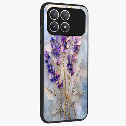 Lavender Dream Glow Glass Case upright view showcasing radiant lavender glow artwork with calming dreamy theme.