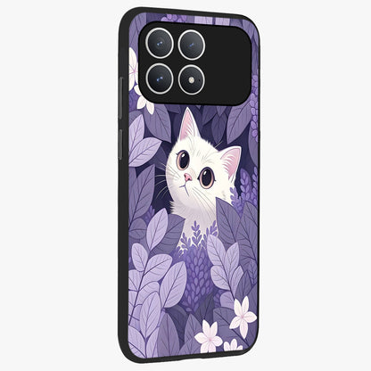 Lilac Hide Peek Cat Glass Case upright view showcasing charming cat artwork with adorable peek theme.