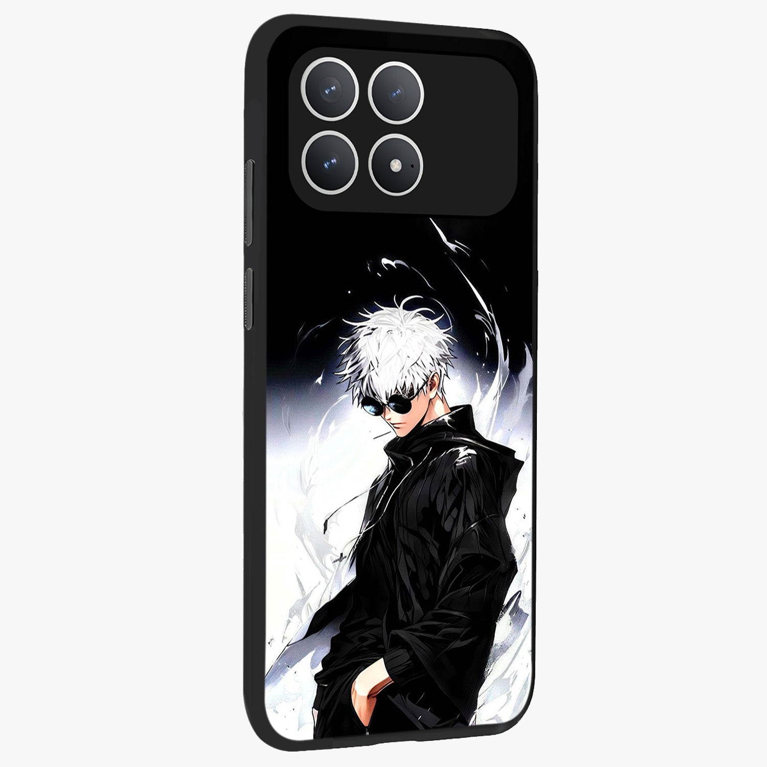 Limitless Shadow King Glass Case upright view showcasing bold shadow warrior artwork with epic fantasy theme.
