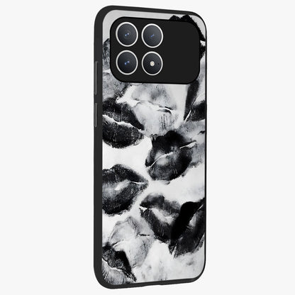 Midnight Kiss Marks Glass Case upright view showcasing stylish kiss mark artwork with trendy romantic theme.