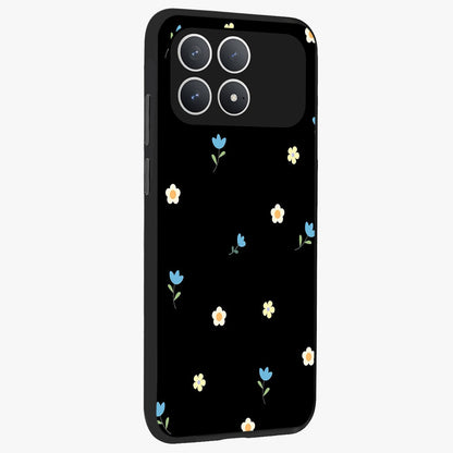 Minimal Petal Whispers Glass Case upright view showcasing elegant floral artwork with modern minimalist style.