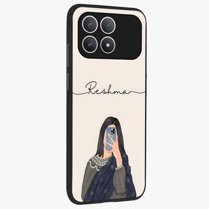 Mirror Mood Muse With Custom Name Glass Case upright view showcasing artistic mirror themed artwork with personalized aesthetic.