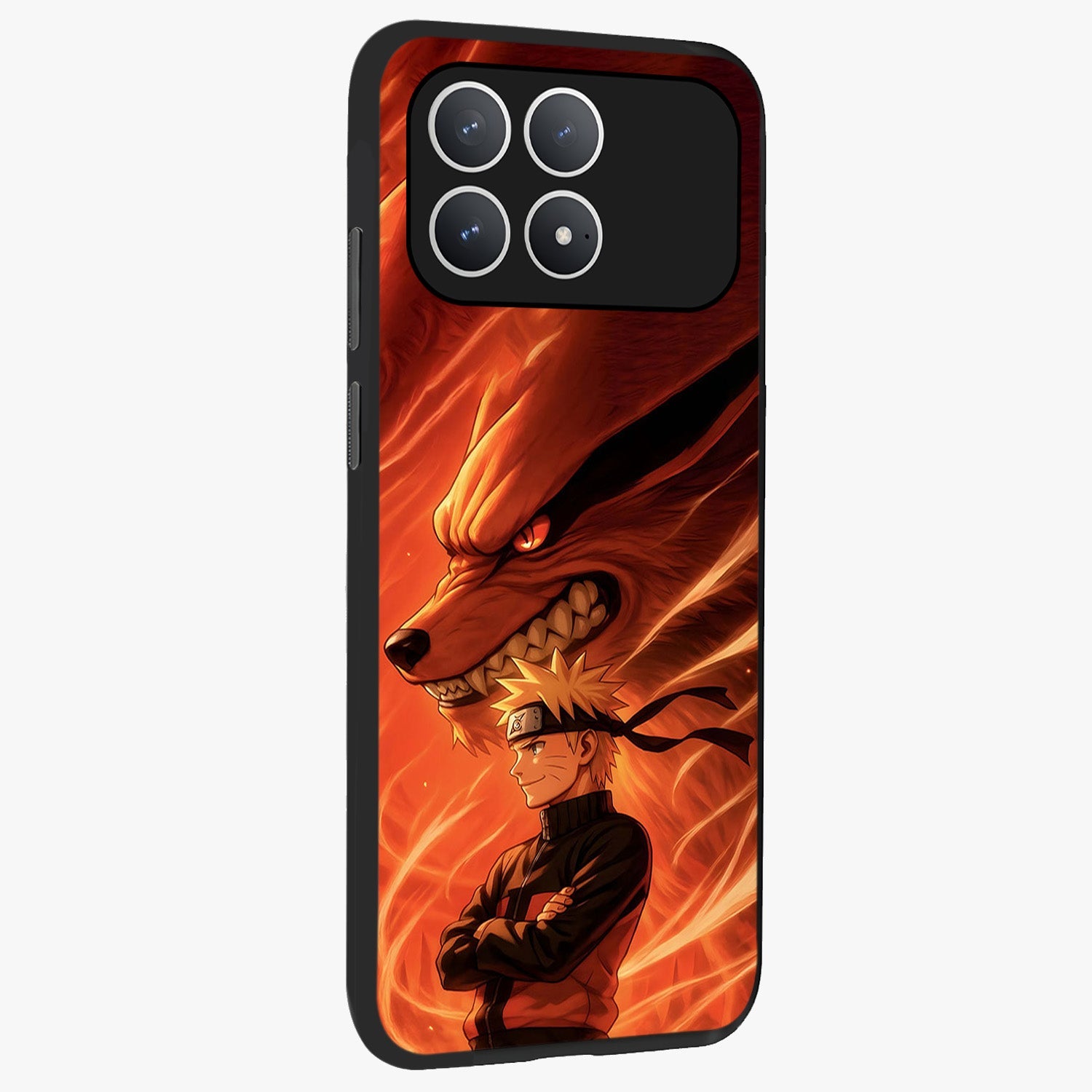 Nine Tails Legacy Glass Case upright view showcasing dramatic nine-tails artwork with intense anime themed design.