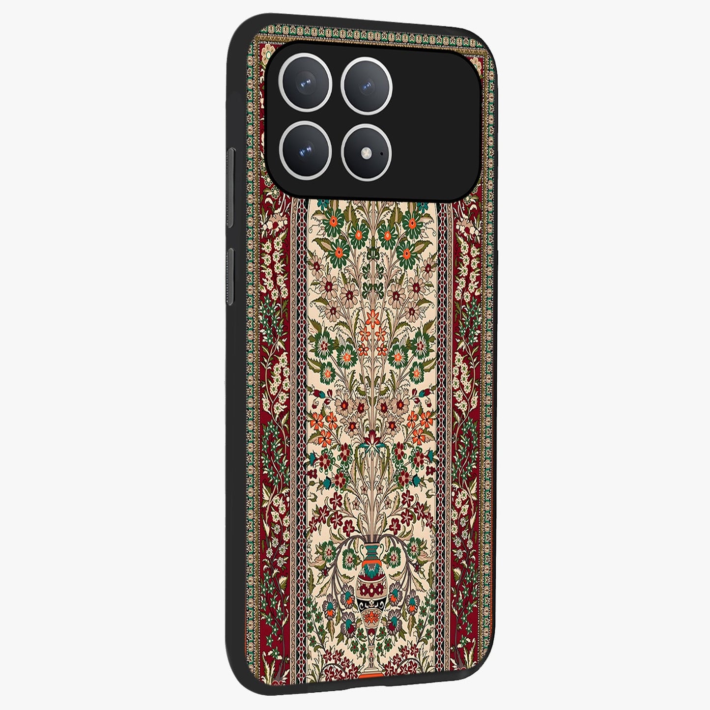 Persian Inspired Glass Case upright view showcasing decorative Persian artwork with rich heritage theme.