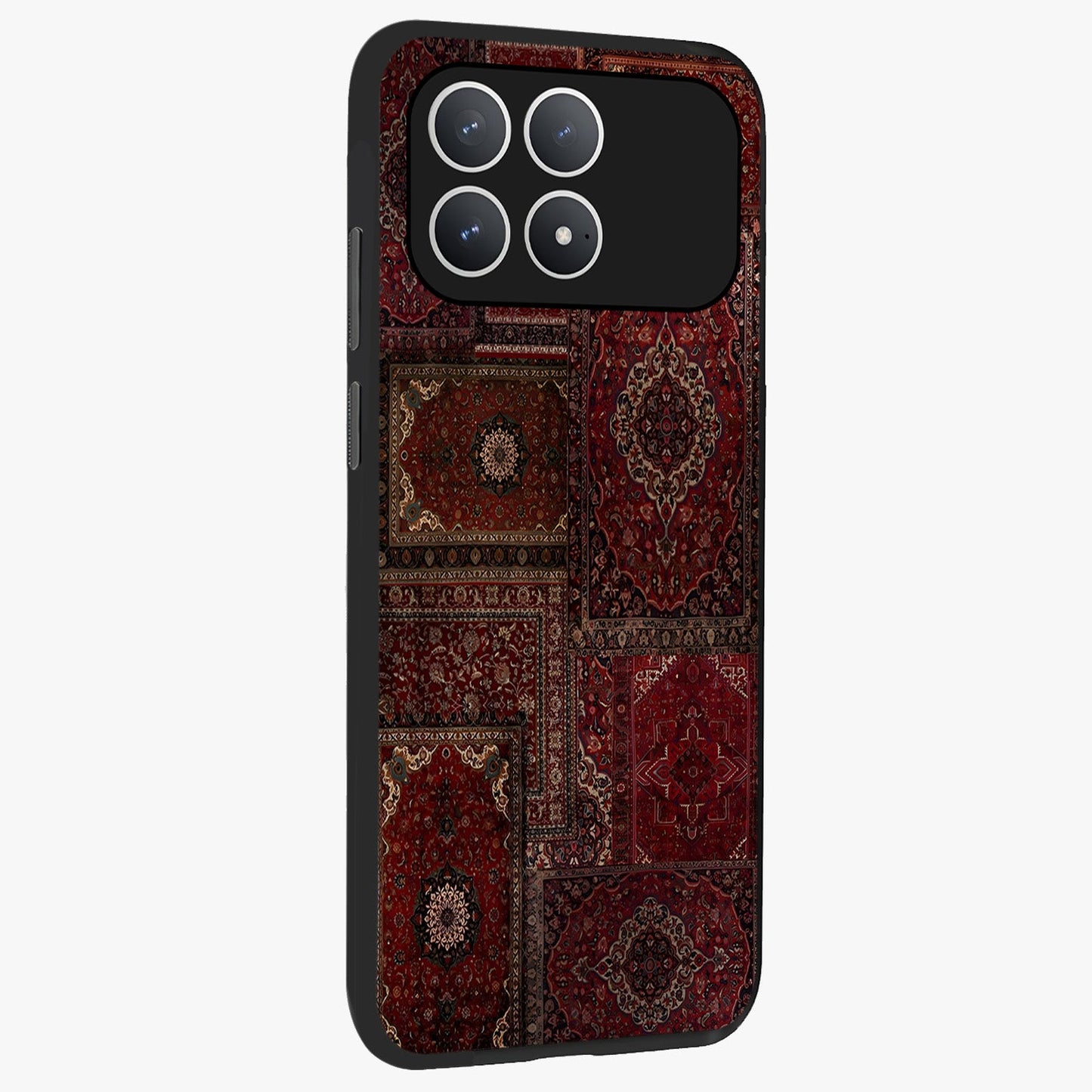 Persian Velvet Tale Glass Case upright view showcasing elegant Persian artwork with classic heritage theme.