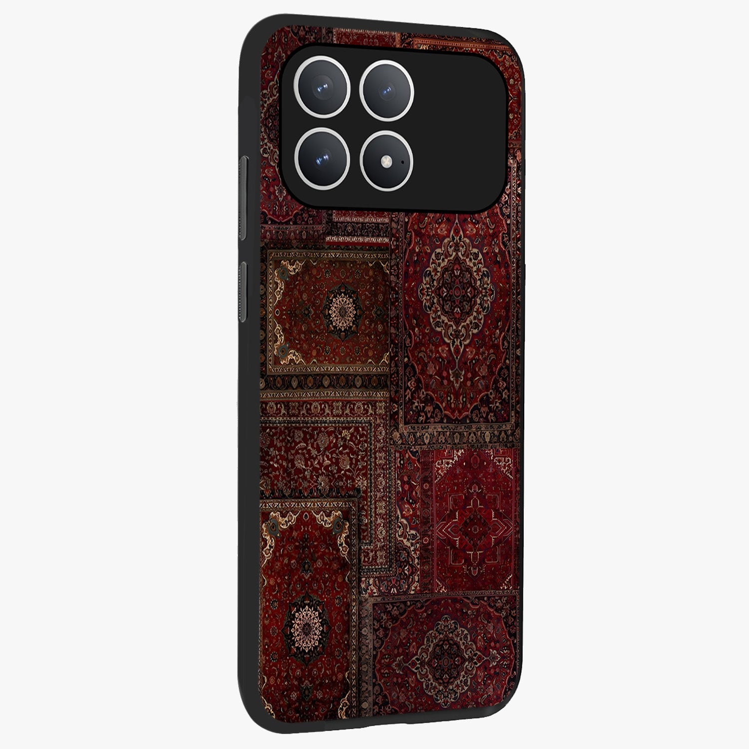 Persian Velvet Tale Glass Case upright view showcasing elegant Persian artwork with classic heritage theme.