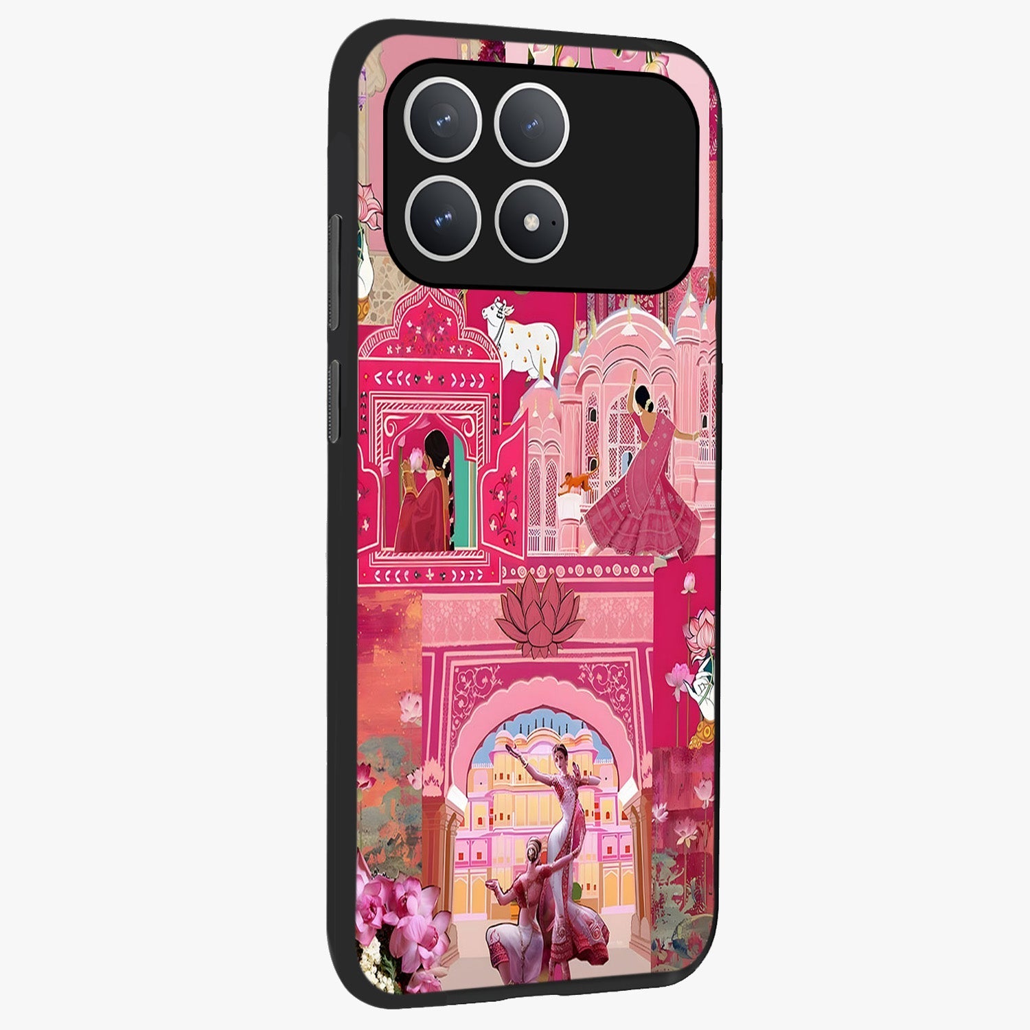 Pink Palace Muse Glass Case upright view showcasing artistic palace artwork with graceful royal theme.