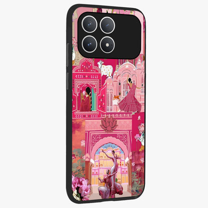 Pink Palace Muse Glass Case upright view showcasing artistic palace artwork with graceful royal theme.