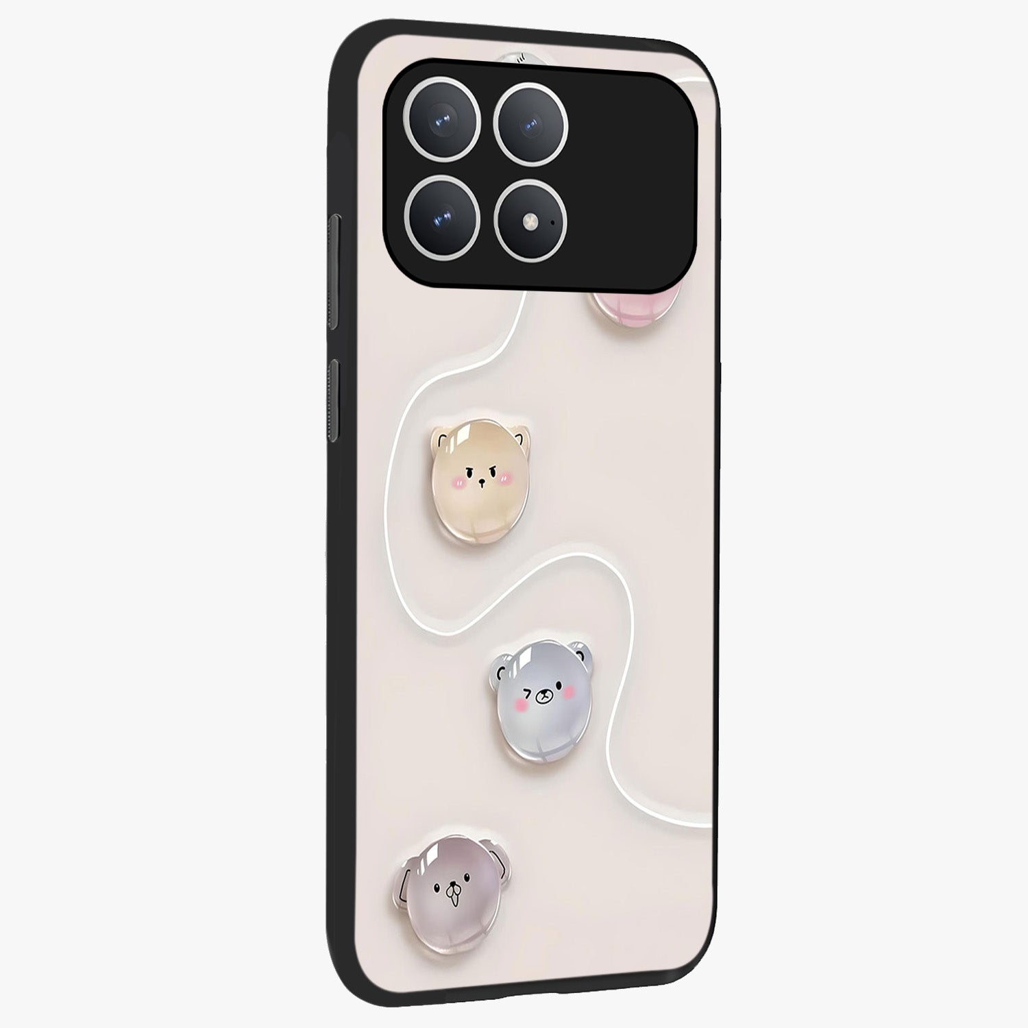 Puffy Face Parade Glass Case upright view showcasing adorable character artwork with cheerful animated theme.