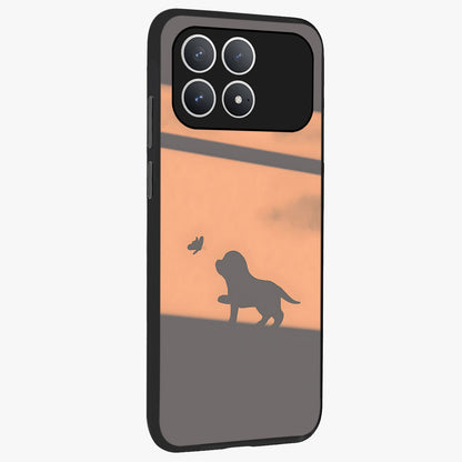 Puppy Shadow Art Glass Case upright view showcasing charming puppy artwork with creative silhouette theme.