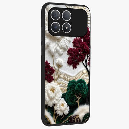 Radiant Bloom Elegance Glass Case upright view showcasing decorative flower artwork with refined botanical theme.