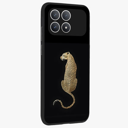 Regal Leopard Glass Case upright view showcasing striking leopard artwork with fierce wildlife theme.