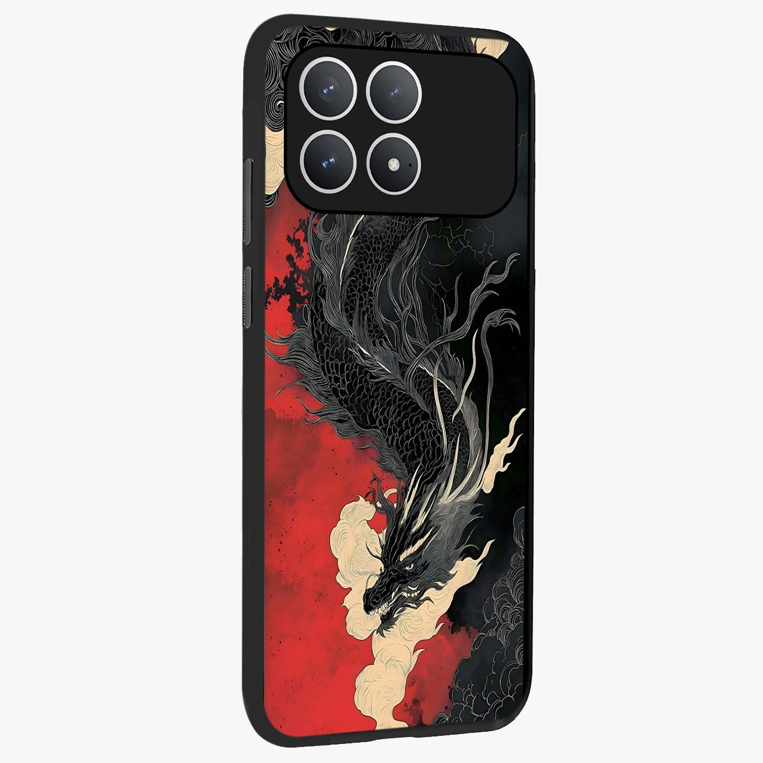 Shadow Dragon Fury Glass Case upright view showcasing intense dragon artwork with dramatic shadow theme.