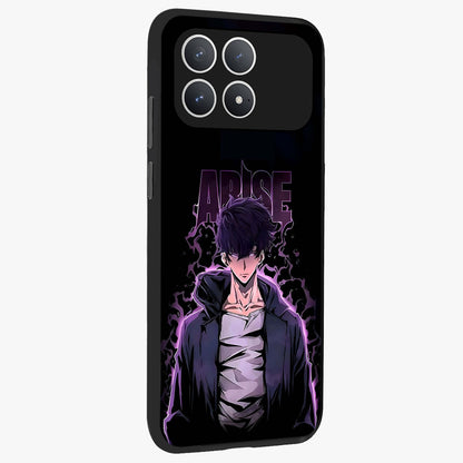 Shadow Monarch Awakening Glass Case upright view showcasing bold monarch artwork with mystical awakening theme.