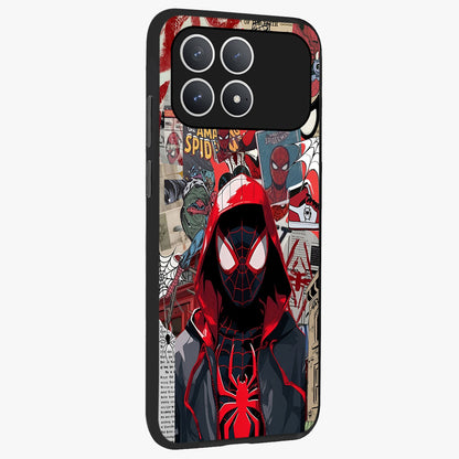 Spider Collage Street Glass Case upright view showcasing bold superhero artwork with urban street theme.