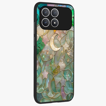Stained Sunrise Glow Glass Case upright view showcasing colorful sunrise artwork with warm morning theme.