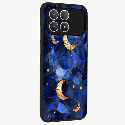 Starlit Sky Tapestry Glass Case upright view showcasing elegant starry sky artwork with cosmic decorative theme.