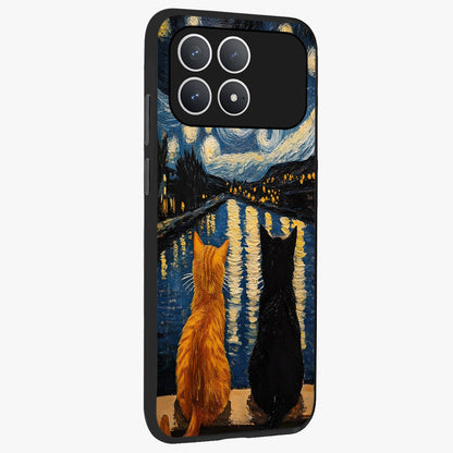 Starry River Cats Glass Case upright view showcasing adorable cat artwork with magical river and stars theme.