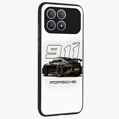 Turbo Legacy Icon Glass Case upright view showcasing bold racing inspired artwork with classic car theme.