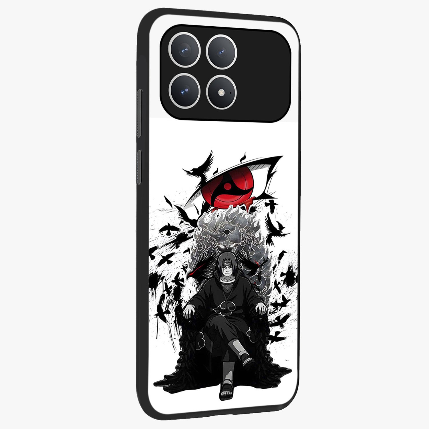 Uchiha Shadow Throne Glass Case upright view showcasing magical underwater galaxy artwork with vibrant cosmic theme.