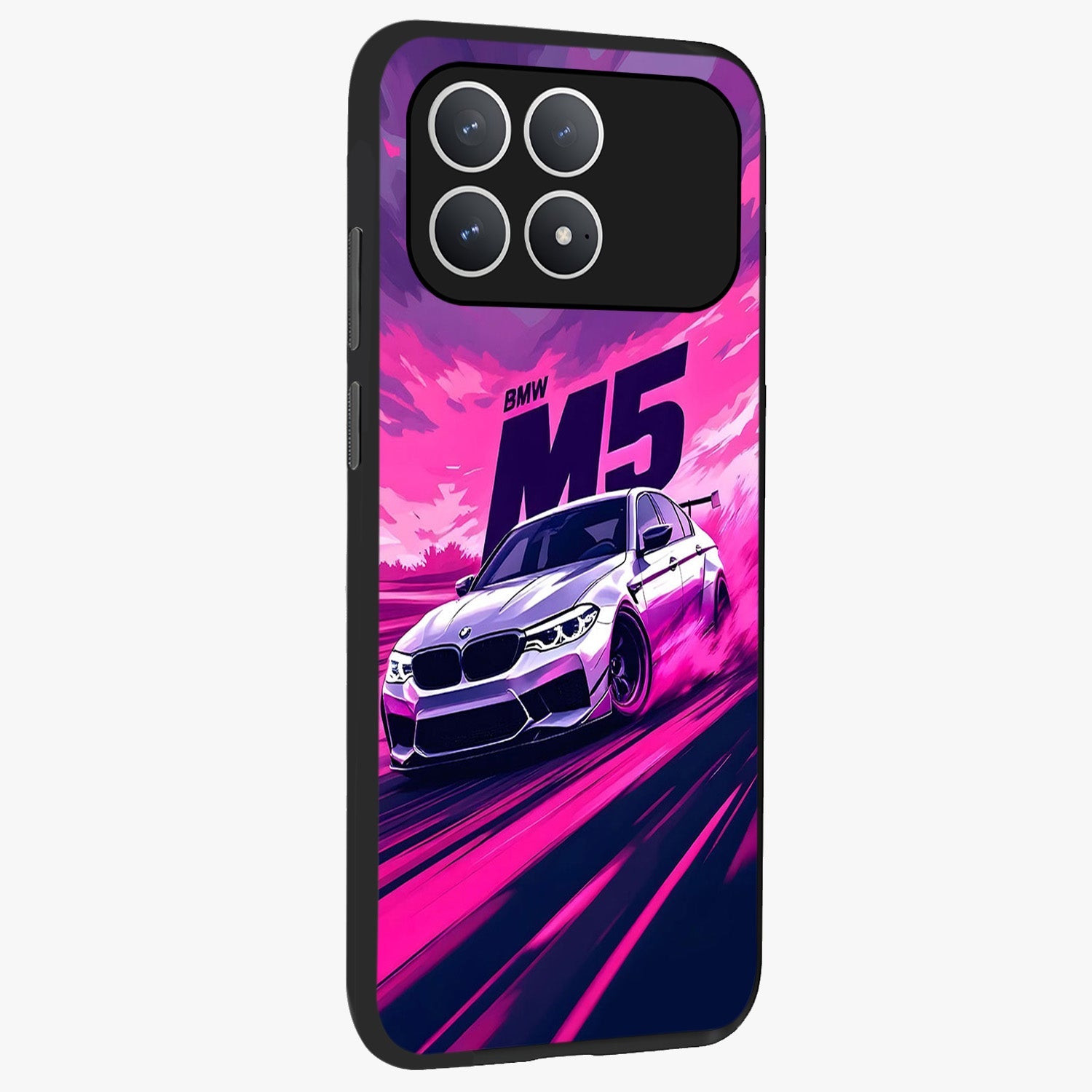 Velocity Drift Pulse Glass Case upright view showcasing powerful racing artwork with energetic motorsport theme.