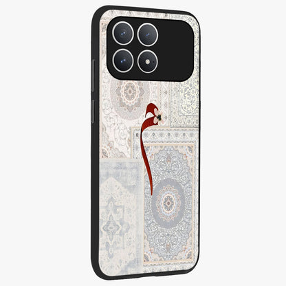 White Aesthetic Bow Glass Case upright view showcasing delicate ribbon bow artwork with cute minimalist theme.