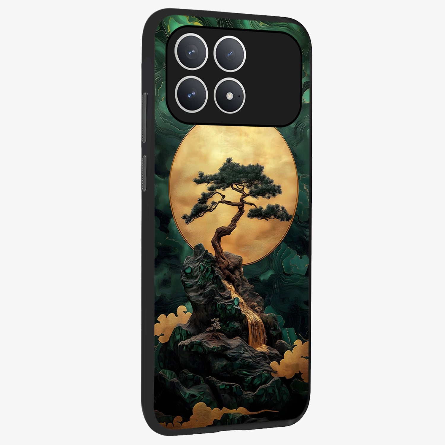 Zen Moon Rise Glass Case upright view showcasing serene moon artwork with tranquil night theme.